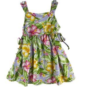 RJC Sportswear Girls Hawaiian Sundress Size 3 Lavender Hibiscus Plumeria USA